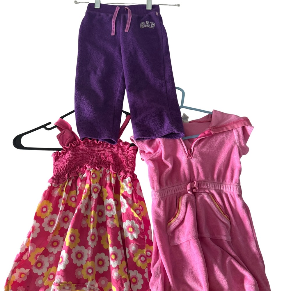 Y2k‎ Vintage 2000s Toddler Girls 3T Bundle babyGap Fleece Joggers Romper Dress